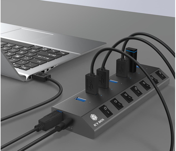 ICY BOX HUB USB-C/USB-A - 7x USB-A (z wyłącznikami) IB-HUB1701-C3 - 1265615 - zdjęcie 2